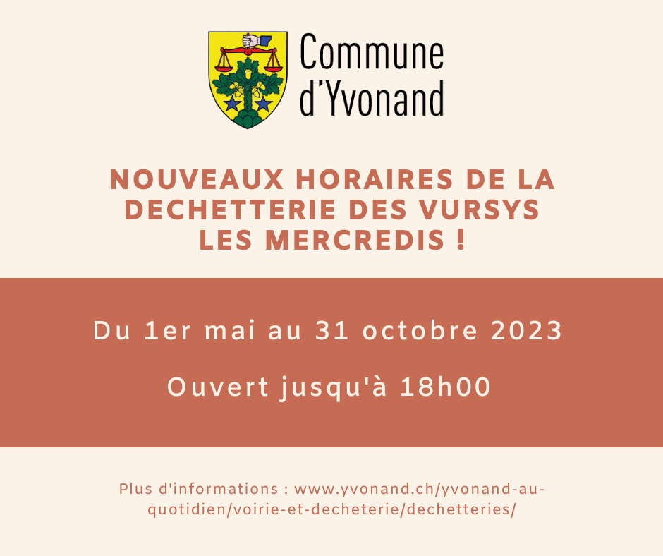 Nouveaux horaires déchetterie